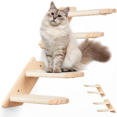 China Hot Selling Viable Cat Stair Wall Mounted With Sisal Cat Climbing Shelf Ladder Rope for sale