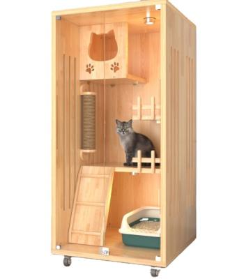 China New Viable Arrive Luxury Cat Showcase Cattery Cat House Cat Villa Bed Wooden Pet Cage For Pet for sale