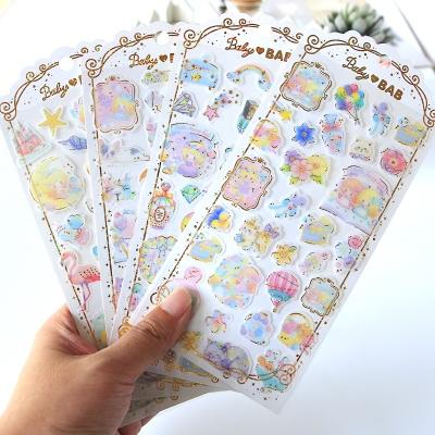 China Custom Hot Stamping Cute Animal Diary Sticker Cute Animal Cartoon Sticker Notebook PVC Kawaii Girl Decoration SHANLE Girl Stickers Diary for sale