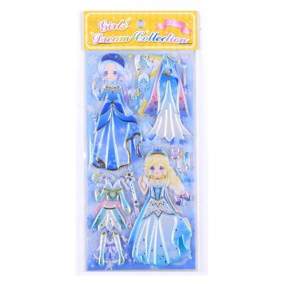 China Wholesale Decorative Sticker SHANLE Kawaii Girl Dress Up Puffy Sticker 3D Puffy Sticker Cartoon Kids Puffy Gold Foil for Notebook Sticker children for sale