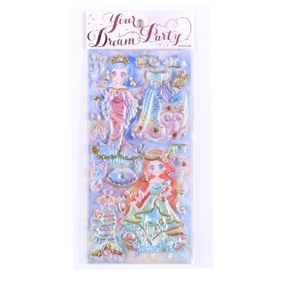 China Wholesale Decorative Sticker SHANLE Kawaii Girl Dress Up Foam Sticker Custom Cute Princess Gold Foil Puffy Sticker For Kids Cartoon Static Sticker for sale