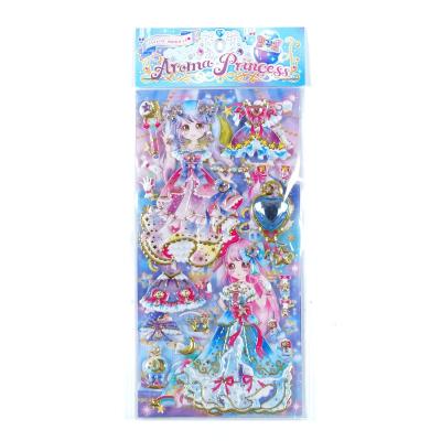 China Wholesale Cute Notebook Decoration SHANLE Girl Dress Up Puffy Sticker Kawaii Princess Gold Foil PVC Deco Custom Sticker For Kids Cartoon 3D Sticker for sale