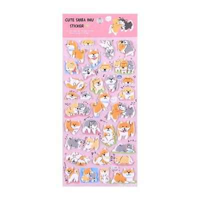 China Custom Cute Puffy Stationery EVA SHANLE Kawaii Gods Foam Animal Sticker Shiba Inu 3D Sticker PVC Kids Sticker For Kids Cartoon for sale