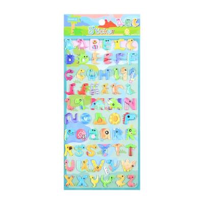 China Wholesale 3D Cute Animal Cartoon Dinosaur Alphabet Sticker Sheet Notebook Decoration SHANLE English Kids Sticker Puffy Custom Letter Puffy Stickers for sale