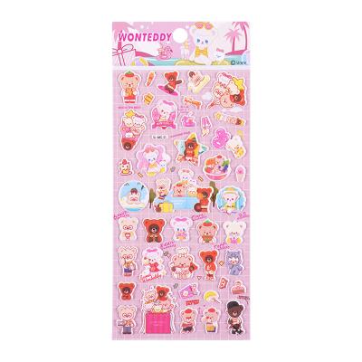 China Notebook Decoration SHANLE Sell Teddy Bear Puffy Sticker Sheet Wholesale Cute Kids Phone Bubble Sticker EVA Sticker Custom Cartoon Animal Stationery Deco for sale