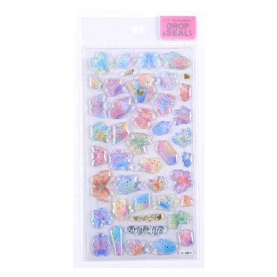 China Wholesale Kids Epoxy Colorful Stickers Notebook Decoration SHANLE 3D Butterfly Gemstone Custom Gold Foil Deco Crystal Stickers for Kids Cartoon for sale