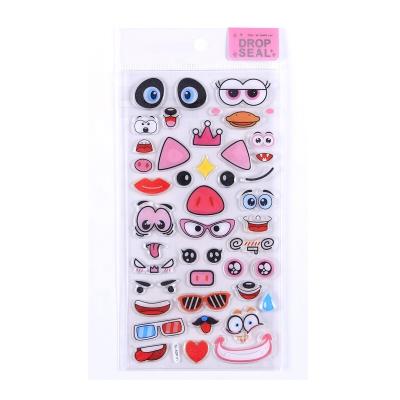 China Custom Fun Smiley Faces Crystal Sticker 3D Sticker SHANLE Decoration Notebook Wholesale Epoxy Expression DIY Cute Stickers for Kids Cartoon for sale