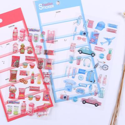 China Decoration SHANLE Girl Sticker 3D PVC Epoxy Vinyl Decal Shapes Stationery Deco Sticker Custom Diary Crystal Fun Stickers For Kids Cartoon for sale