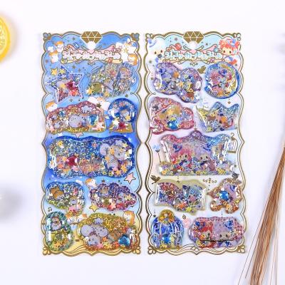 China Wholesale Decoration SHANLE PVC Glitter 3D Sticker Deco Decal Funny Sticker Custom Cute Flip Animal Sticker For Kids Cartoon for sale