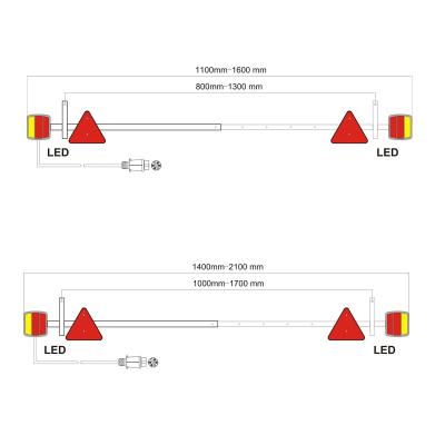 China Reflector Stop Direction Indicator Tail Number Plate Light Galvanized Steel Extendable Led Trailer Lamp Panel With Triangle Reflectors for sale