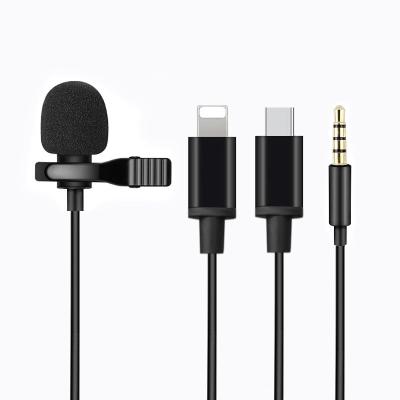 China Portable Lavalier Microphone Lapel Microphone Live Video Clip Lavalier Cable Microphone for Mobile Phone and Laptop Mini Microphone for sale