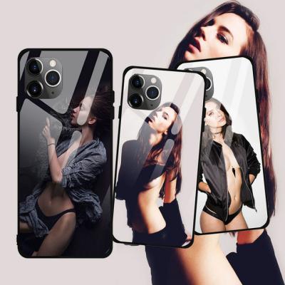 China Custom OEM Tempered Glass Printing Shockproof Girls Phone Case For iPhone 12 Promax 11 XR 13 Shockproof Glossy Glass Cover Phone Case for sale