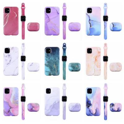 China Shockproof Amazon Frosted IMD Marble Phone Case For iPhone Cover For Air 1/2 AirPro Marbling Watch Band For Apple iWatch 6 SE 40mm 44mm for sale