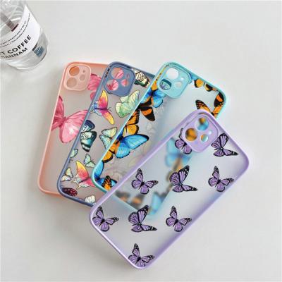 China Candy Color TPU Shockproof PC Cases Butterfly Matte Cell Phone Case For iPhone 12 promax 13 11 XS XR Se Custom Printer Frosted Back Cover for sale