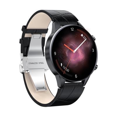 China Luxury High Quality AMOLED Touch Screen Smart Watch Man Ladies LA08 With Leather Strap + Butterfly Buckle for sale