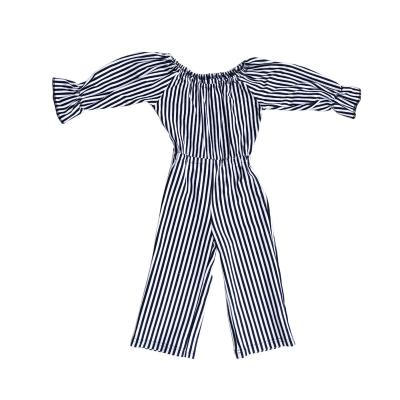 China Spring Toddler Girls Overalls Cotton Striped Waist Kids Long Pants Elastic Romper Jumpsuit Spring for sale