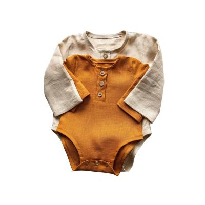 China Fashion Custom Baby Bodysuit Neutral Newborn Canvas Polo Shirt With Long Sleeve Romper for sale