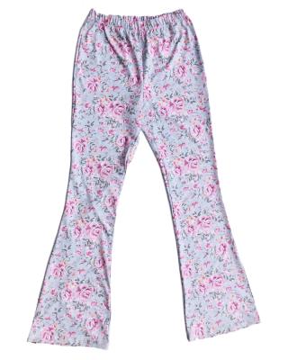 China Silk Floral Vintage Flare Resistance Milk Flare Women Long Pants Casual Fitted Pants for sale