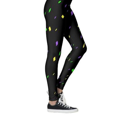 China Mardi Gras Confetti Leggings Woman Black Breathable Tailored Tights for sale