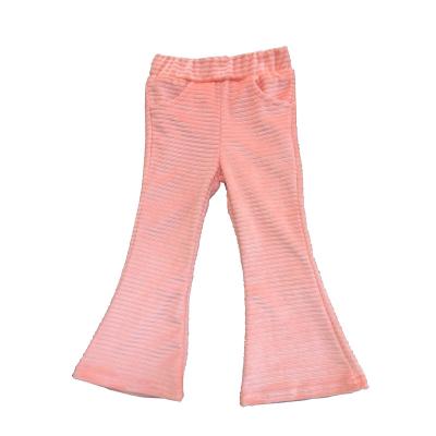 China Breathable Infant Kids Baby Ruffle Bell Bottom Flare Pants Solid Color Casual Corduroy Gaiters Wide Leg Pants for sale