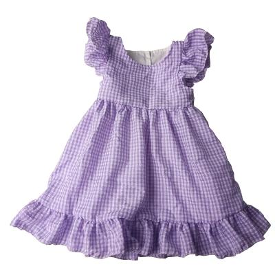 China Cotton Seersucker Breathable Custom Baby Plaid Lounge Summer Sleeveless Dress With Lining for sale