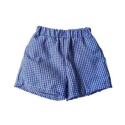 China Plaid Cotton Seersucker Baby Boy Summer Breathable Custom Shorts Pants With Pockets for sale