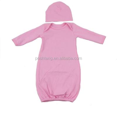 China Newborn Long Sleeve Long Sleeve Baby Sleepers Bag Solid Blank Hat Dress DRESSES Set for sale