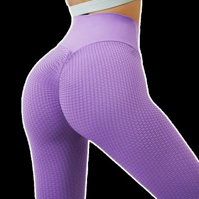 China 2021 Women's Pants Breathable Cotton Seersucker Ruched Seamless Fabric Yoga Leggings Booty Wear Tights Women Fitness Gaiters High Waist for sale