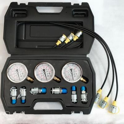 China Plastic Hydraulic Pressure Gas Pressure Fuel Pressure Gauge Hydraulic Brake Excavator Test Kit Portable Tool Case for sale