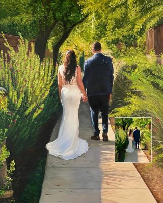 China Custom Realistic Portrait Wedding Portrait Oil Painting Wedding Gift Anniversary Gift Painting Gift for sale