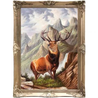 China High Quality Handmade Realistic Animal Deer Deer On Mountain Oil Painting On Canvas Famous Reproduction for sale