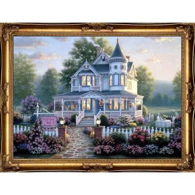 China Modern Custom Villa Building Oil Paintings byThomas Kkinkade Reproduction Museum Quality Artwork Wall Decor for sale