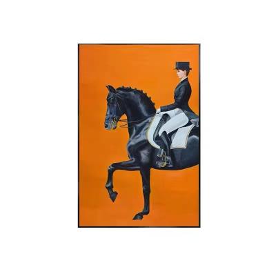 China Abstract Lady and Horse Painting Yellow Wall Art Large Canvas Prints Wall Art Home HD Print Canvas Painting for sale