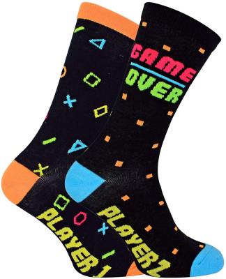 China Breathable Mens Novelty Video Game Socks Crew Cotton Rich 2 Pack Game Socks for sale