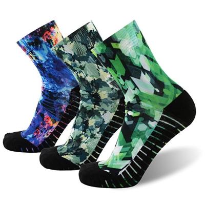 China Breathable Terry Custom Polyester Sublimation Digital Logo Printing Socks for sale