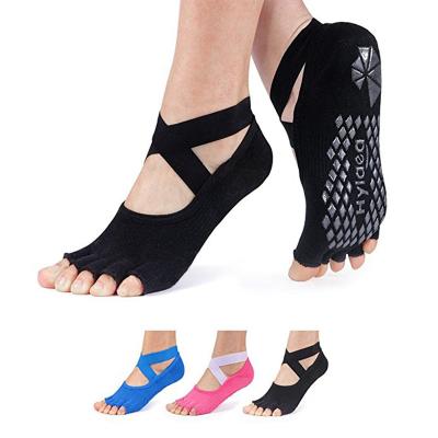 China Women's Breathable Socks Open Toe Summer Thin High Heels Toe Invisible Yoga Socks Funny Non-slip Sole Rubber for sale