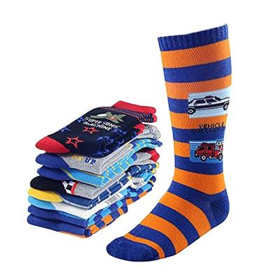 China Custom Antibacterial Cartoon Cute Boy Jacquard Car Cotton Kids Teen Tube Socks for sale