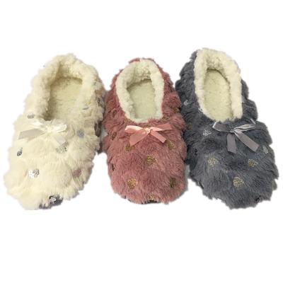 China Winter Indoor Slipper Women Fashion Home Fur Socks Soft Warm Sequins Anti-skid Indoor Shoes for sale