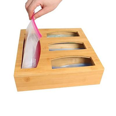 China Large capacity kitchen drawer storage bamboo container for fresh food bags for sale