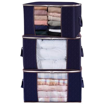 China Sustainable Durable Bedding Covers Organizer Folding Blanket Quilt Large Canvas Bags Clear Zipper Clothes Storage Bag for sale