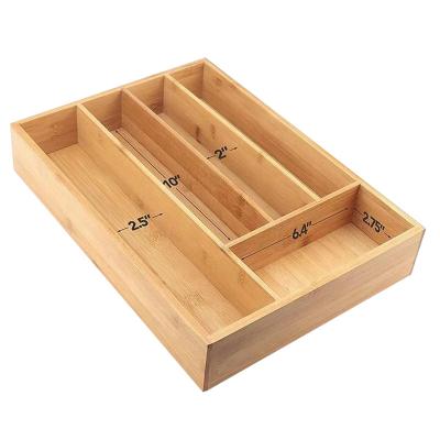 China Stocked Divider Bamboo Storage Box Tableware Cooker Kitchen Drawer for sale