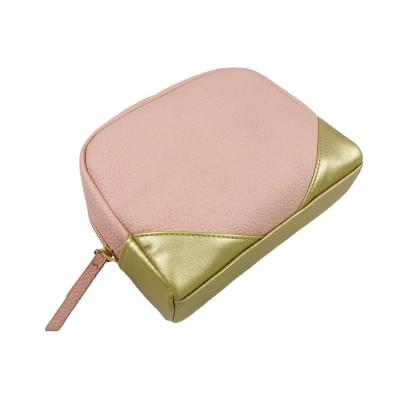 China Schools & Offices Color Block Pink And Gold Soft PVC Material Pocket Custom Office Lady Fashion Pencil Bag Plush for sale