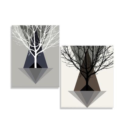 China Black White Modern Landscape Art Tree Painting Canvas Prints For Home Decoration for sale