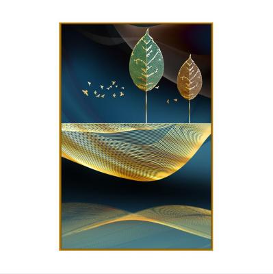 China Wall Hanging Gold Bird Wall Art Canvas Simple Modern Simple Tree Framed Prints For Home Decoration for sale