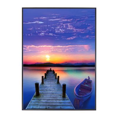 China Customized Modern Customized Large Wall Hanging Decor Seascape Sunset Canvas Painting Framed Canvas Art Prints for sale