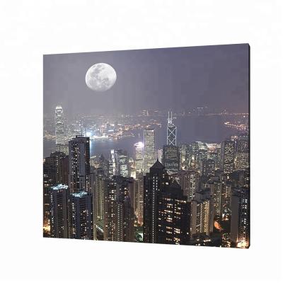 China Moonlight Light Led Canvas Painting Art Night City Printing Canvas Battery Operated Pictures Light Up Led Canvas Painting for sale