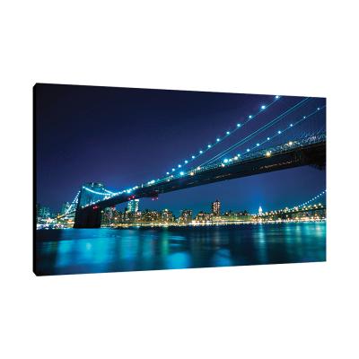 China Luminescent Modern Art Luminescent Painting Night City Bridge Wall Painting Canvas Prints With Led Lights for sale