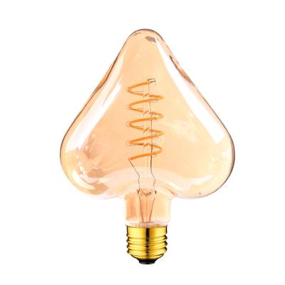 China Unique Living Room Energy Saving LED Retro Decorative Spiral LED Filament Light 3W 2200K Vintage Lamp Bulbs E27 Dimmable Heart Bulbs for sale