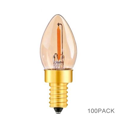 China Fast Delivery 100PACK LED Light Bulb Manufacturer Fast Delivery 100PACK Professional Energy Saving Dimmable DC LED Bulb C7 0.5W Amber Color for sale