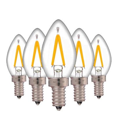 China E12 E14 Lights Living Room Lighting C7 1W 2200K Candle Flame Socket Decoration Energy Saving Clear Glass Lamp Bulbs for sale